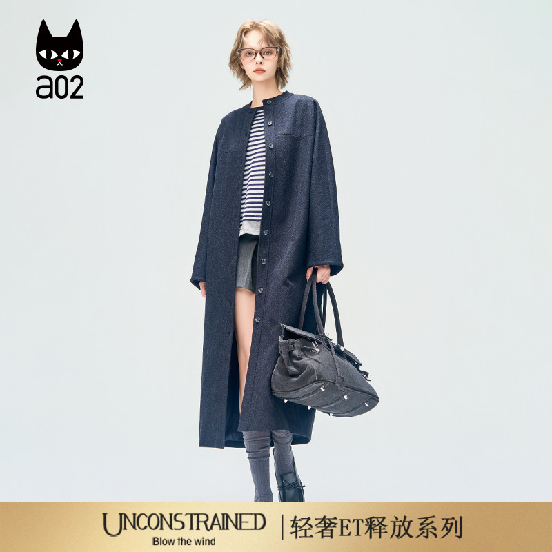 a02【ET释放系列】绵羊毛双面呢大衣女2025新款冬季长款外套冬装