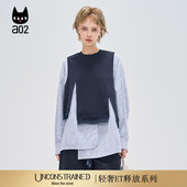 a02 设计感气质女士上衣 春秋新款 ET释放系列 假两件宽松衬衫