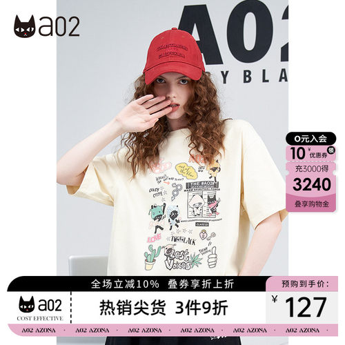 a02卡通涂鸦印花上衣炸街短袖