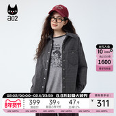 a02宽松加厚黑色格子衬衫 棉服 加棉衬衣外套冬装 女2025新款 冬季