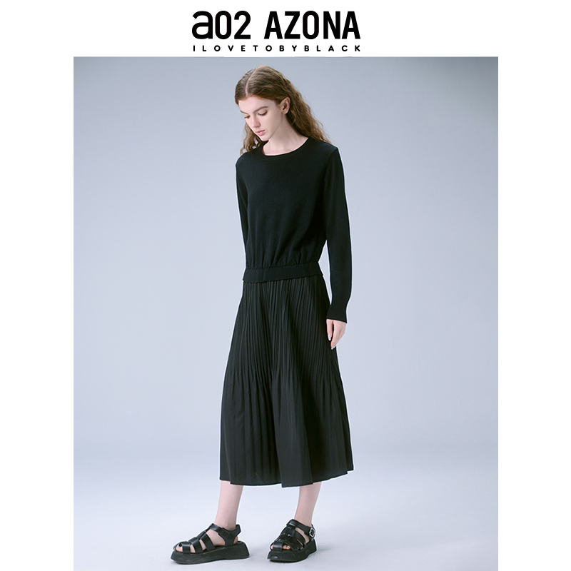 a02无束法式黑色连衣裙