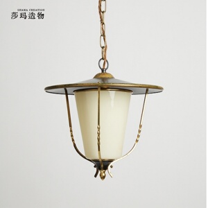 餐厅卧室玻璃中古风灯光柔和吊灯