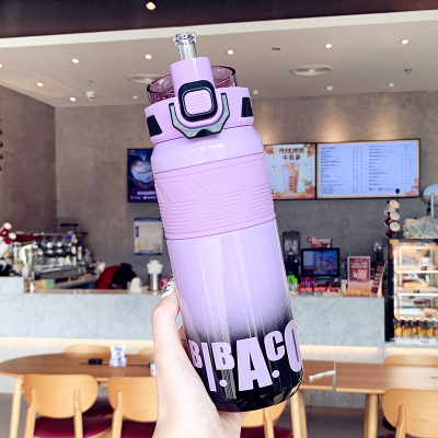 316不锈钢双饮保温杯运动水壶