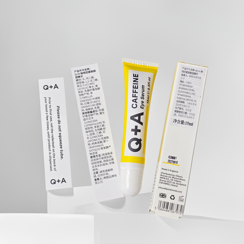 英国Q+A咖啡因紧致眼部精华15ml眼霜淡化细纹黑眼圈滚珠按摩