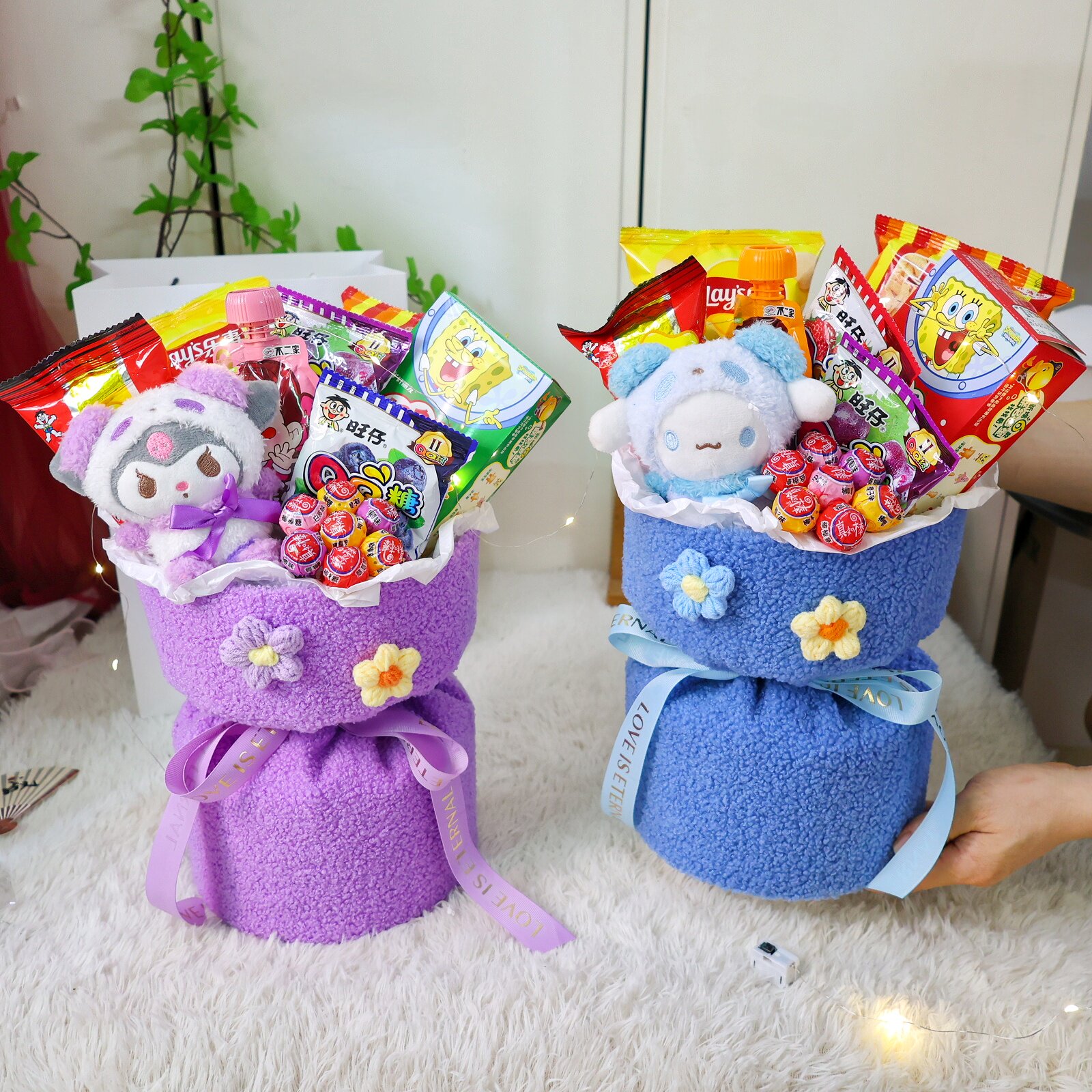 六一儿童节玩偶花束送闺蜜女生儿童生日礼物卡通棒棒糖零食花束