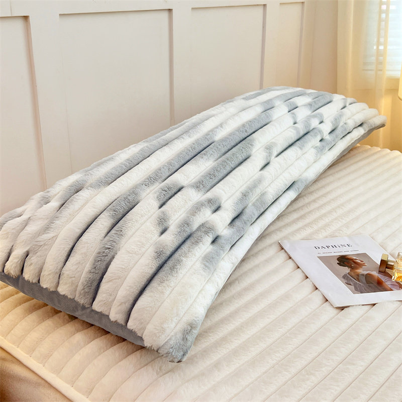 加绒双人长枕套1.5牛奶绒长枕头套1.2米1.8长款兔毛绒枕芯内胆套