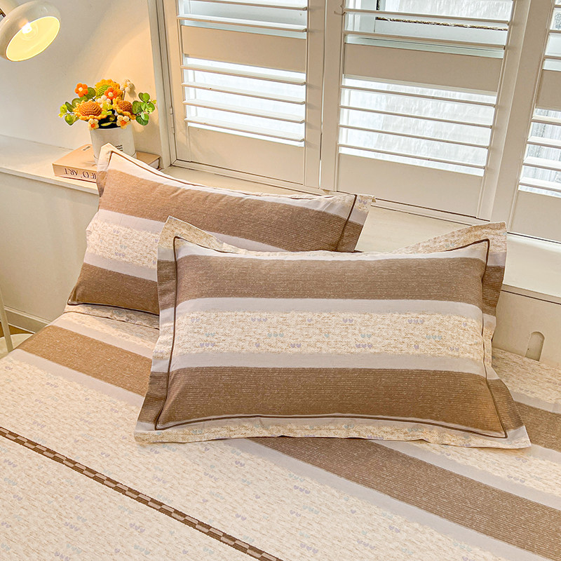 高端轻奢印花家用成人枕套48X74单人全棉纯棉高支高密学生枕头套