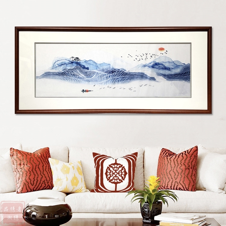 湘绣 山水风景画 手工刺绣 工艺品 送领导创意礼物商务礼品纪念品