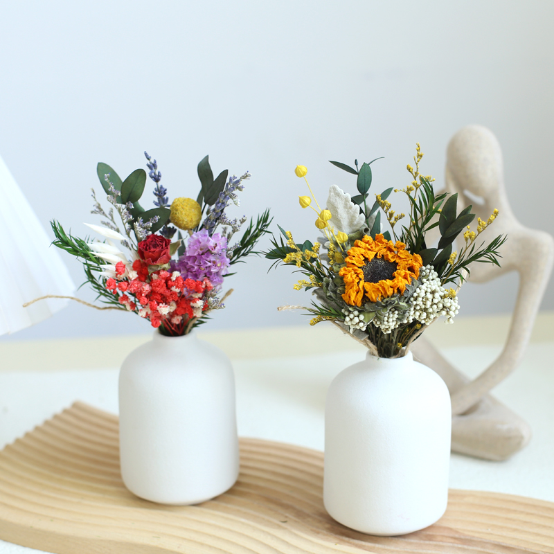 20cm干花永生花真花花束满天星玫瑰雏菊家居装饰客厅摆件拍摄道具