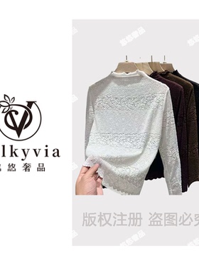 【Valkyvia/悠悠奢品】半高领烫钻磨毛女洋气内搭打底衫上衣6625