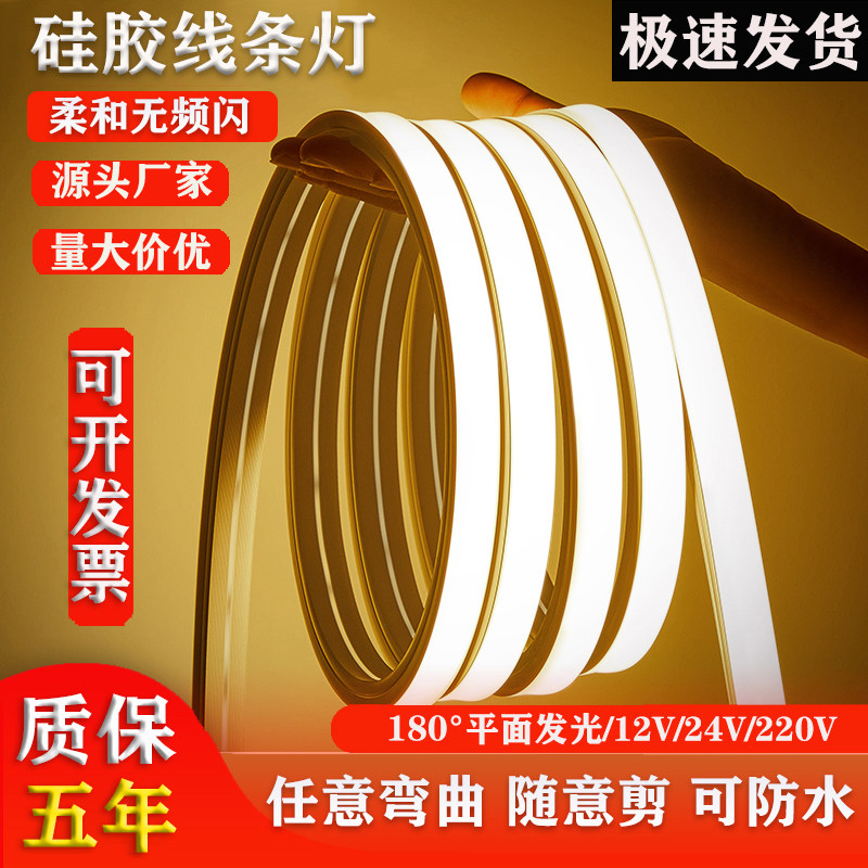 led柔性硅胶灯带条低压防水线形灯嵌入式软套管线型软灯带槽12v24