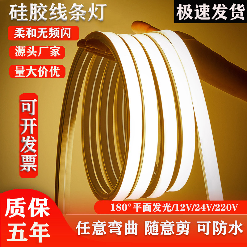 led柔性硅胶灯带条低压防水线形灯嵌入式软套管线型软灯带槽12v24