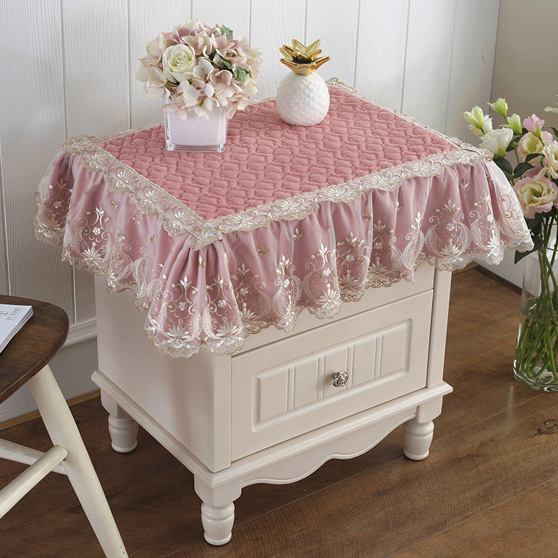 床头柜盖布欧式蕾丝卧室布艺小台布床头柜罩方巾盖布打印机防尘罩