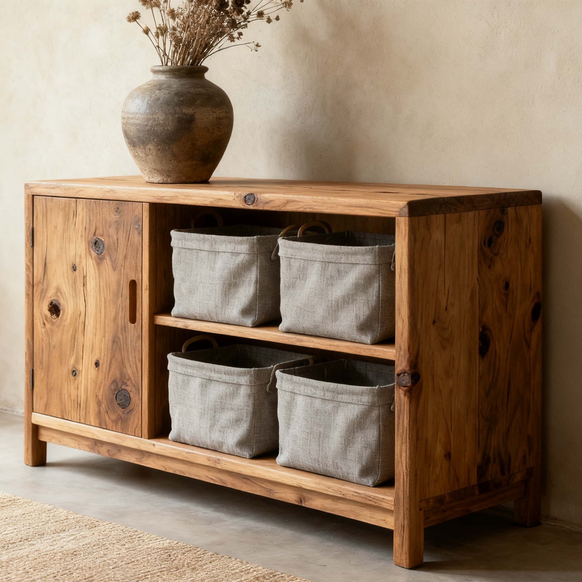 榆木侘寂风餐边柜中式置物柜