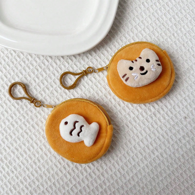 超萌可爱小猫小鱼小零钱包学生迷你钱包钥匙杂物收纳包包挂件