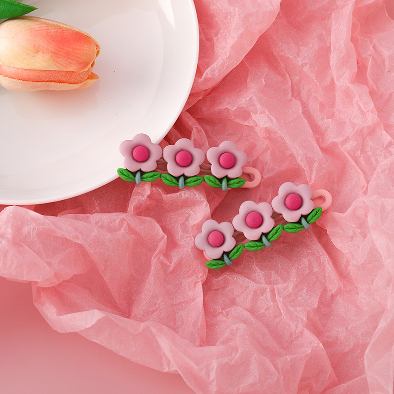 少女心粉色郁金香日韩风刘海夹