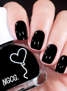 排排猪经典黑色指甲油免烤快干持久不可剥热卖爆款微胶显白美甲油