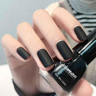 排排猪黑色指甲油哑光磨砂雾面美甲油免烤快干不可剥持久家用套装