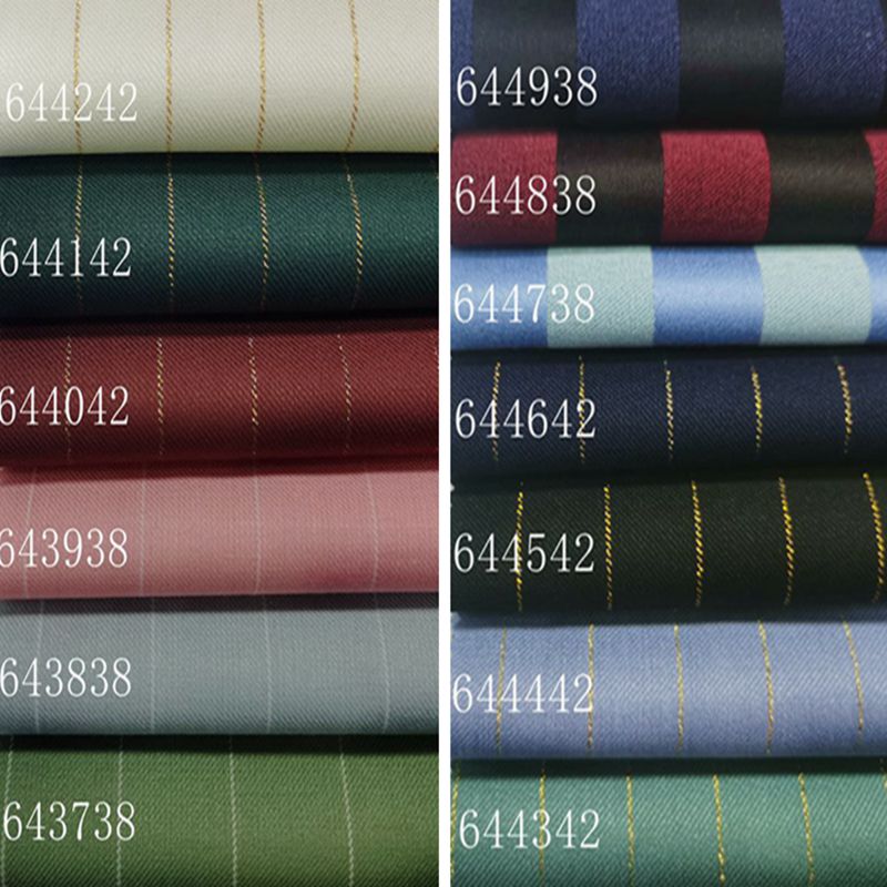 新品抗皱金线宽条纹时装面料春秋小外套装西服裤子马甲职业装布料