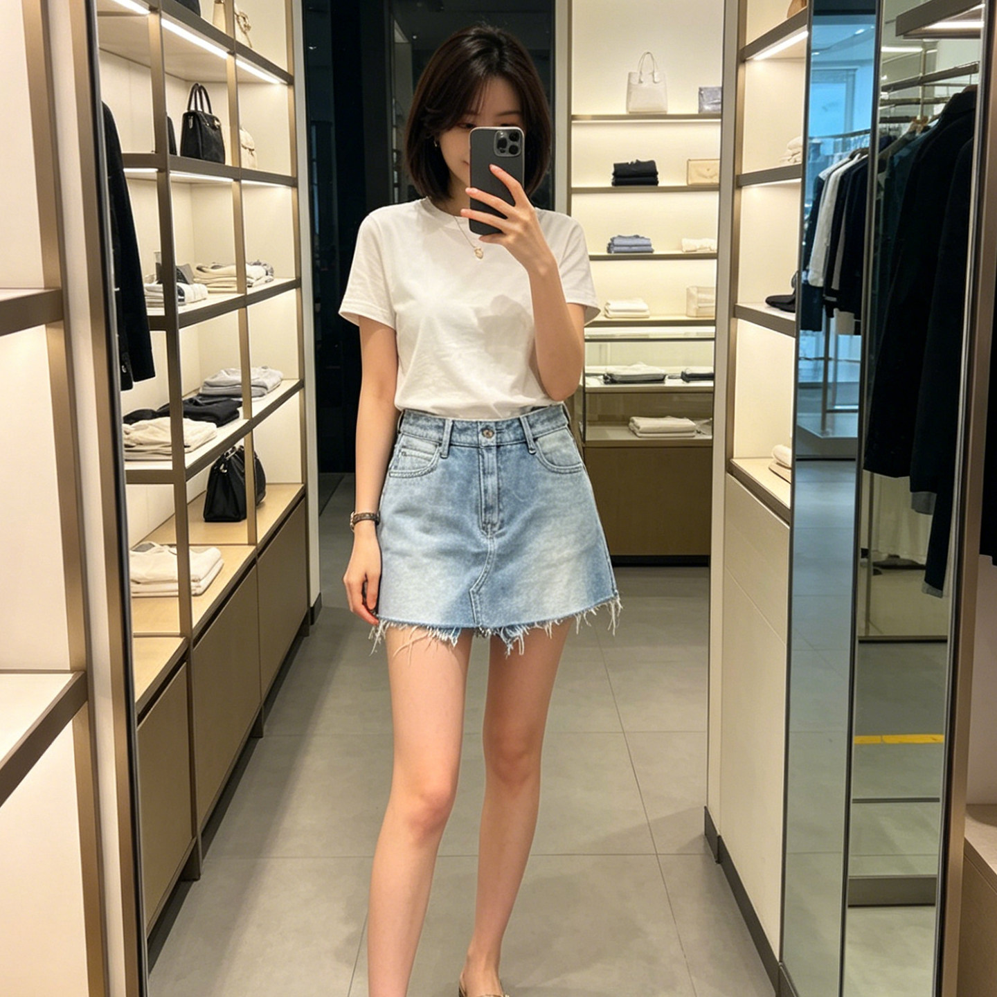 DPH NICE巴黎时尚磨破流苏牛仔短裙女夏季设计感显瘦短裤裙半身裙
