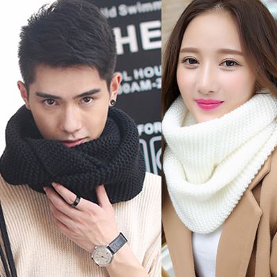 情侣毛线黑色男士原宿风学生围巾
