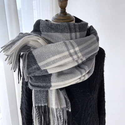 情侣格子围巾男女仿羊绒披肩围脖