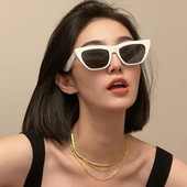 欧美复古白色框猫眼墨镜女款 2024新款 海边防晒眼睛方框圆脸太阳镜