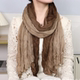 韩系棉麻围巾女2025新款 保暖围脖 复古渐变色薄披肩文艺褶皱秋冬季
