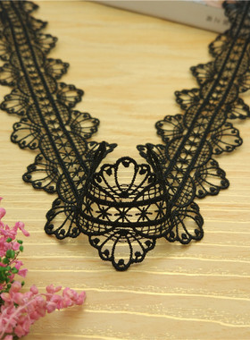 精品 宽4cm日韩时尚黑色水溶双边刺绣 服装腰带lo饰品DIY手工蕾丝