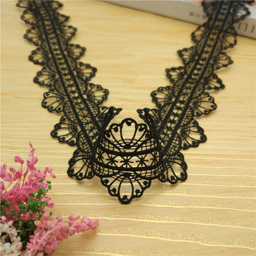 精品 宽4cm日韩时尚黑色水溶双边刺绣 服装腰带lo饰品DIY手工蕾丝