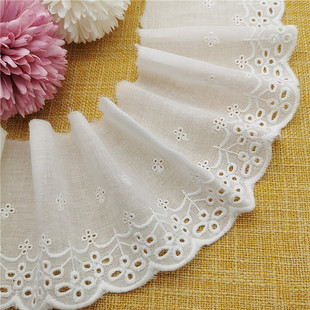 宽8cm小花朵纯棉布刺绣花边 精品DIY服装辅料娃衣领裙边装饰蕾丝