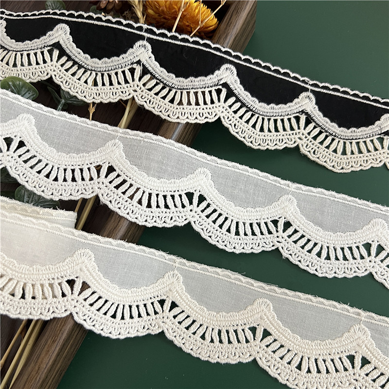 加厚波浪边镂空水溶刺绣棉布花边辅料服装裙边裤脚装饰DIY接边布