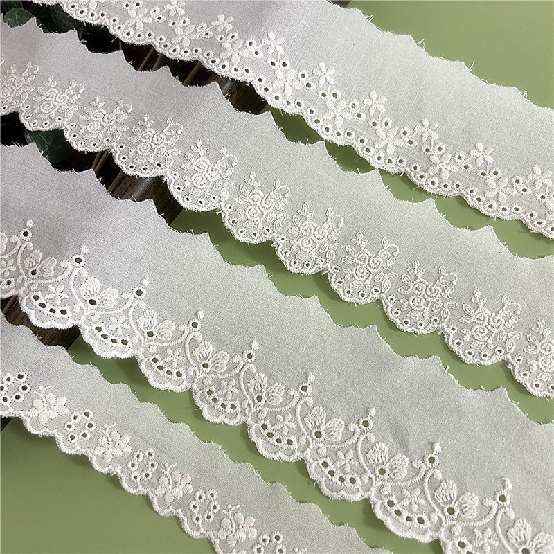 新款米杏色棉布刺绣花边DIY发圈服饰童装棉质蕾丝布料床品配饰品,纺织面料/辅料/配套,服装花边,淘宝优惠券,粉丝福利购,淘宝优惠卷