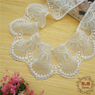 宽5cm精美棉线网纱双边刺绣花 扇形波浪边点点 裙边装饰服装蕾丝