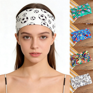 足球印花束发带男女同款运动头巾世界杯跑步运动瑜伽发带街头潮流