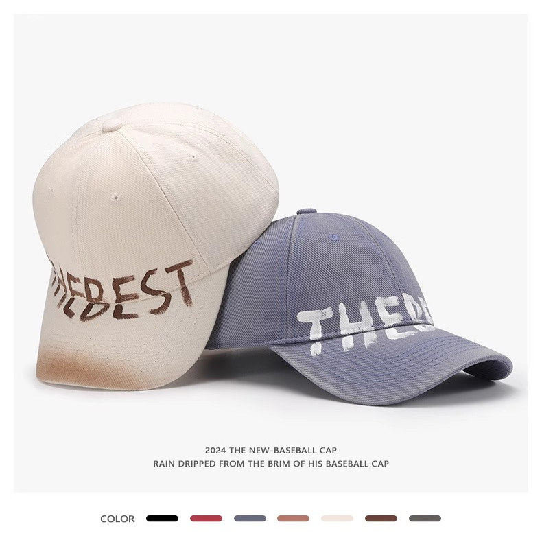 春季字母涂鸦棒球帽男士户外街头个性百搭印花中性黑色鸭舌帽子女