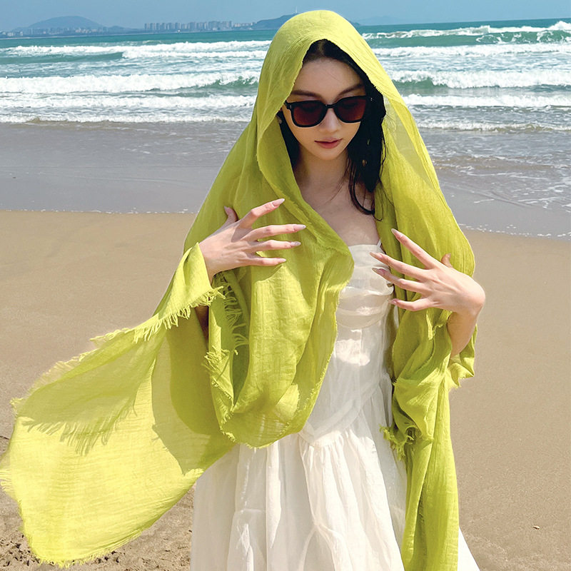 2026春夏纯色沙滩披肩围巾薄款旅行拍照氛围感百搭遮阳大长巾纱巾,服饰配件/皮带/帽子/围巾,围巾/丝巾/披肩,淘宝优惠券,粉丝福利购,淘宝优惠卷