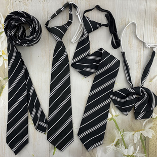 黑色条纹领带手打免打jk日系学院风原宿ins领结cos道具帅气学生款