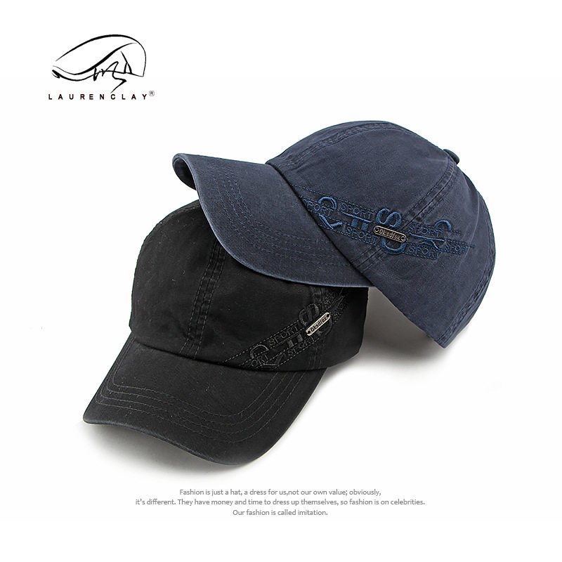 2025新款韩版户外运动棒球帽男女同款街头时尚水洗棉黑色鸭舌帽潮