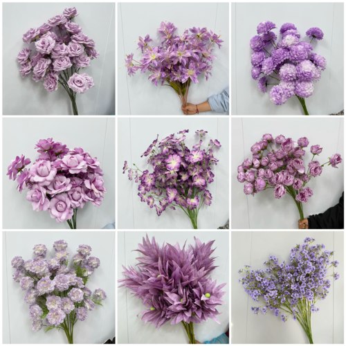紫色仿真花婚礼吊顶装饰路引花排