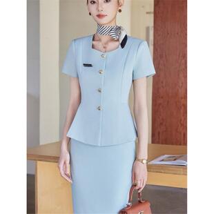 前台医美会套装美容院所工作服职业夏季高端接待女珠宝店西装工装