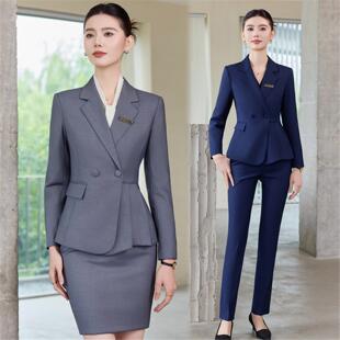 珠宝店秋冬天职业气质酒店西装套装前台女美容院不规则正装工作服
