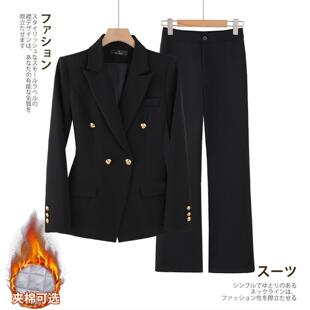 高级套装面试外套女正装西装气质前台夹棉加厚加棉职业工作服冬季