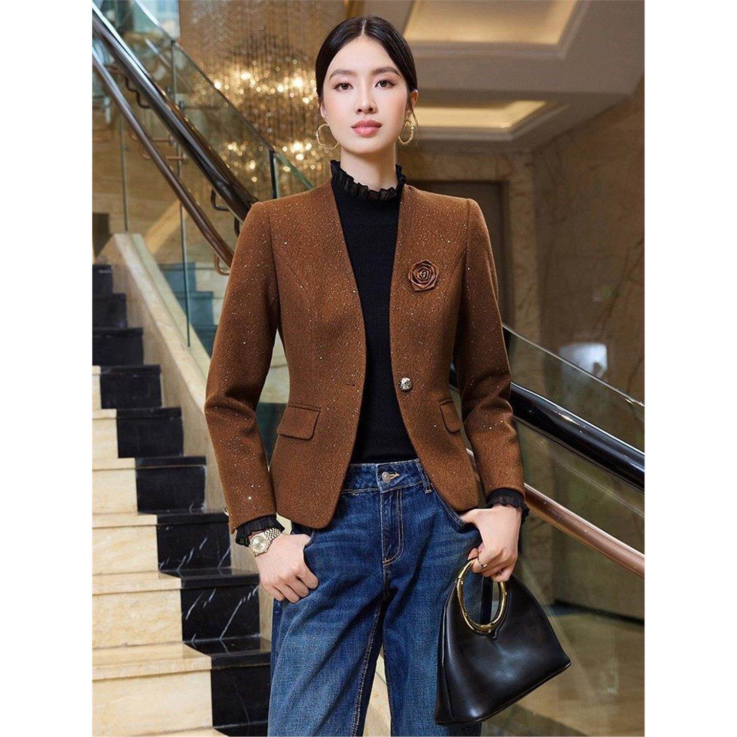 名媛气质外套香风感小春秋高级女西装西服新款轻奢职业装上衣2025