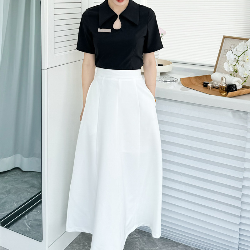春夏美容院工作服女套装高端气质会所SPA足道足浴美容师前台套裙