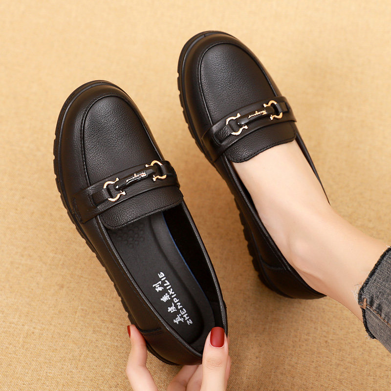 头层牛皮妈妈鞋子平底皮鞋圆头软底单鞋真皮中老年鞋老人鞋女春季,女鞋,浅口单鞋,淘宝优惠券,粉丝福利购,淘宝优惠卷