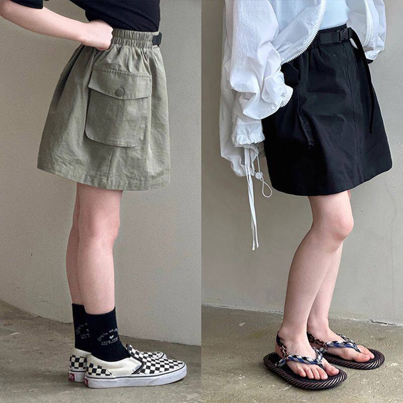 夏季新款女童半身裙中大童宽松休闲时髦工装裙儿童装百搭洋气短裙