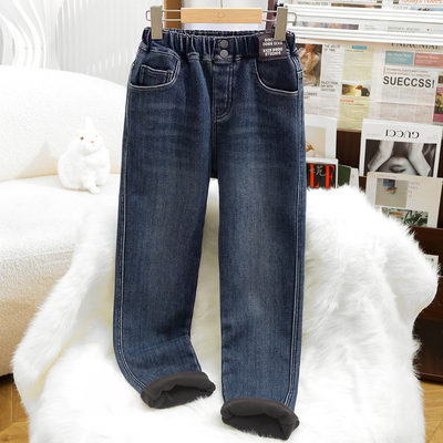 女童修身洋气保暖牛仔裤