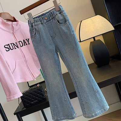 女童牛仔裤中大童秋冬新款