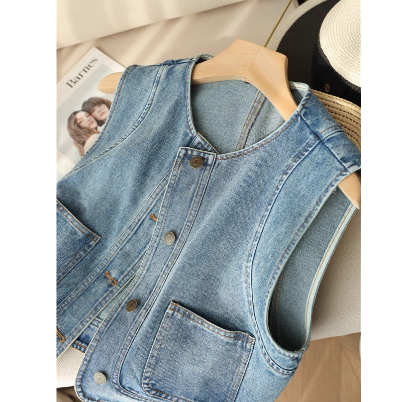 女童牛仔马甲童装春秋季韩版新款中大童衣服儿童宽松休闲百搭外套